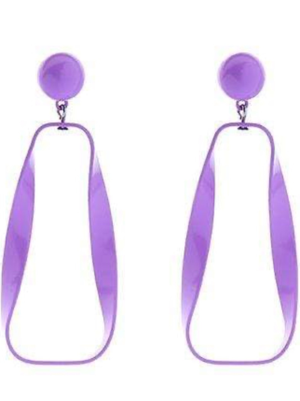 Womens Dangle Purple Hoop Stud Earrings